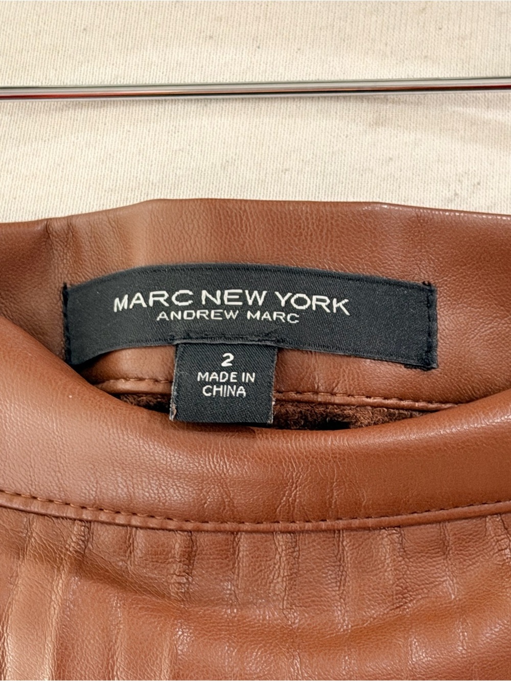 Marc New York Pleated Faux Leather Skirt Brown Size 2 Mini Skirt - Picture 3 of 4